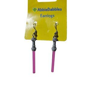 Sci-fi Pink Lightsaber Earrings Unique Costume Cosplay Comic Con Jewelry Women